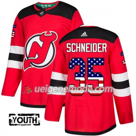 Kinder Eishockey New Jersey Devils Trikot Cory Schneider 35 Adidas 2017-2018 Rot USA Flag Fashion Authentic